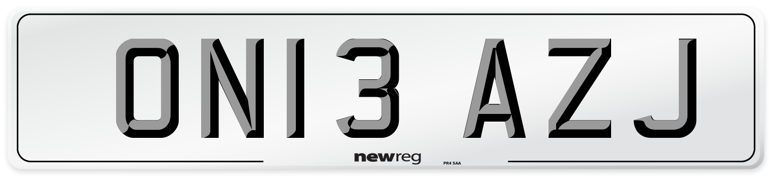 ON13 AZJ Number Plate from New Reg